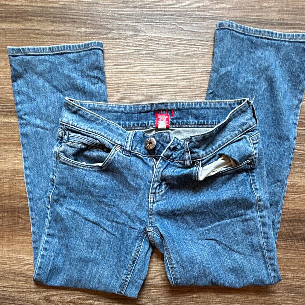 ELLE Womens Straight Jeans Size 2 Blue Stretch Denim Solid 5-Pocket